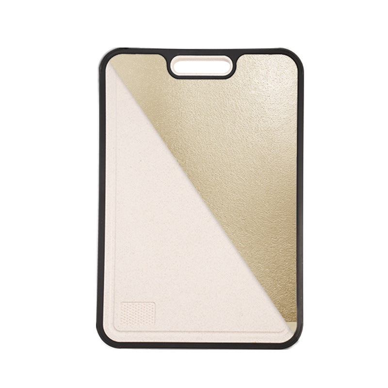 Cutting board with ice crystal and wheat straw surface on a white background