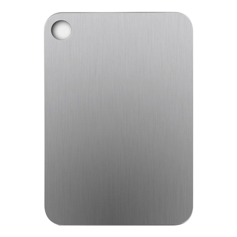 Pure titanium cutting board on a white background