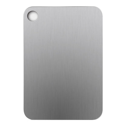 Pure titanium cutting board on a white background
