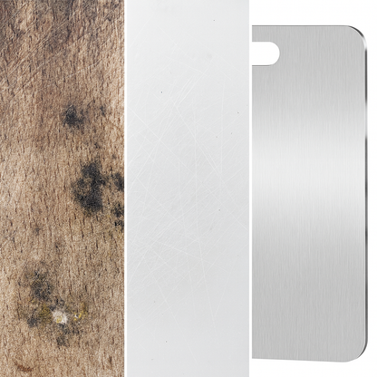 Titanium surface comparison on a white background