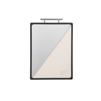 Cutting board with titanium and wheat straw surface on a white background